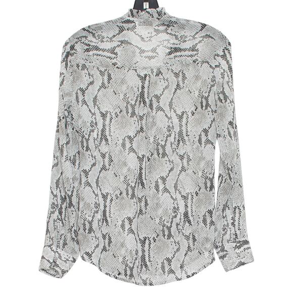 Express Top Portofino Slim Snake Minimalist Quiet Luxury Boho Button Up Gray XS - Picture 2 of 5